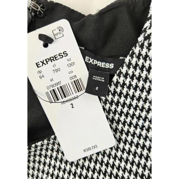 Express Black and White Houndstooth Long Sleeve Romper Size 2 NWT - Picture 4 of 10